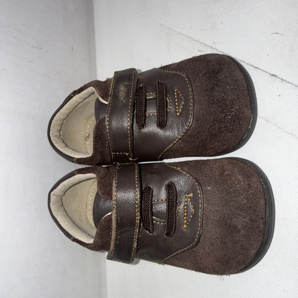 See Kai Run Brown Suede Loafers Baby Kids Toddler Walking Rubber Sole Shoes Sz 7